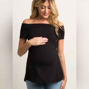 Pinkblush Black Off Shoulder Short Sleeve Maternity Top Brand New